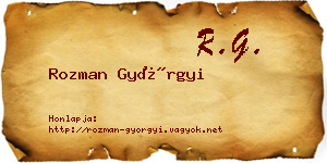 Rozman Györgyi névjegykártya